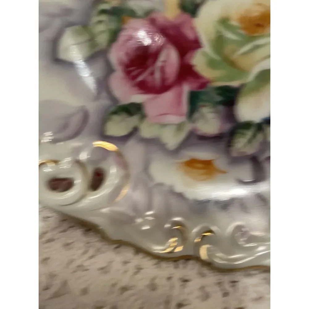 Vintage Arnart Eisenhower Porcelain Dish‎ with Gold Handles Double Arrows Japan